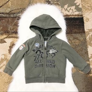 77 Kids American Eagle ~ Army Green Sherpa Hoodie